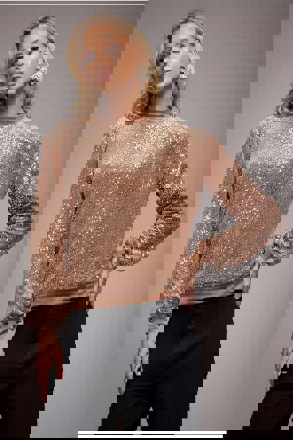 Sequin Velvet Jumper - Champagne T199