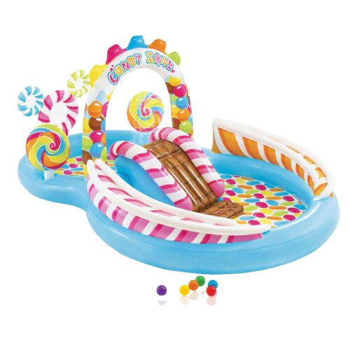 Intex Candy Zone Kids Inflatable Water Play Centre with Slide & Sprinkler