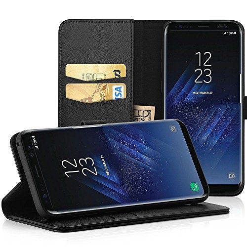 1st Choice: Black wallet book case pouch holster with Card holder and stand for Samsung Galaxy S9