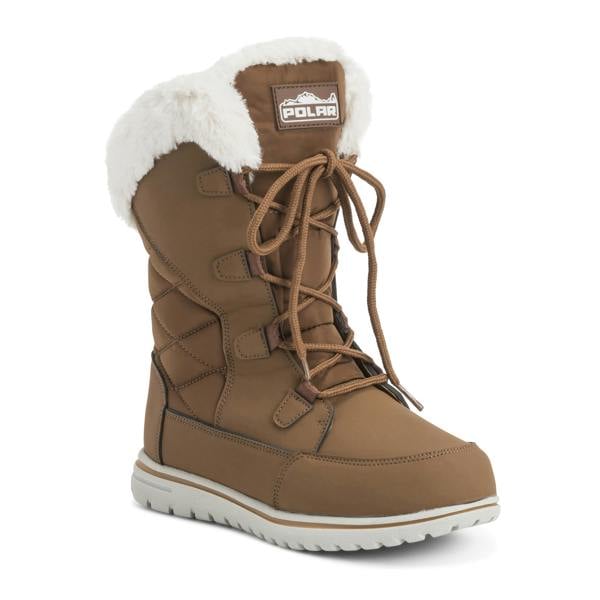 VIVA Polar Boot Women's Quilted Outdoor Cuff Snow Lace Up Faux Fur Boots