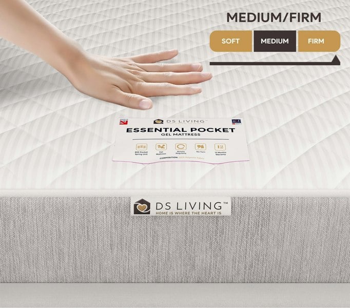 DS Living Aura Gel Enhanced 800 Pocket Sprung Mattress with Comfort Layers - 6ft - Super King - Essentials by DS Living