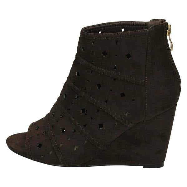Spot On Ladies Spot On High Wedge Peeptoe Ankle Boots