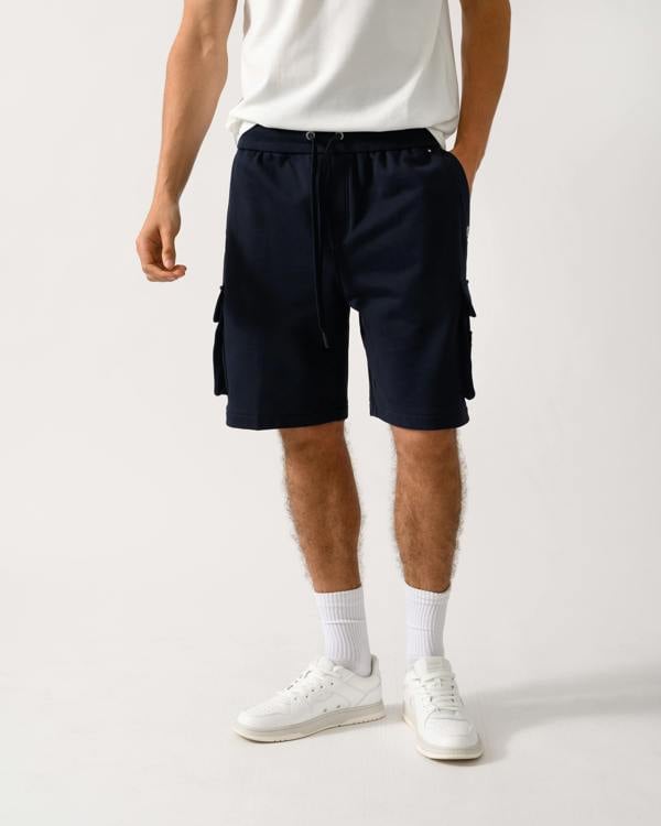 Moose Knuckles Hartsfield Mens Cargo Shorts - Navy 833 - CHO - Designer Mens Shorts