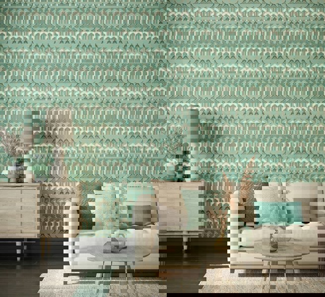 Hoopla Walls Deco Arch  - Dark Green 10m Wallpaper