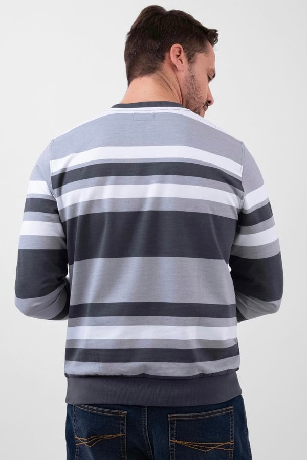ENORSIA Mens Classic Print Stripe Sweatshirt