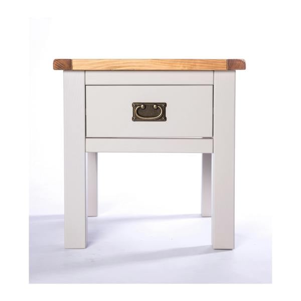 Argenta Light Grey 1 Drawer Side Table Brass Drop Handle