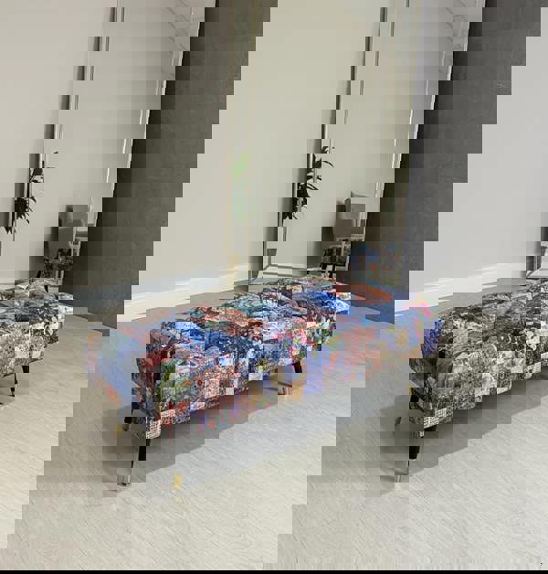 ISTOOLS Demask Upholstered Footstool Ottoman – Handmade Stylish Seating