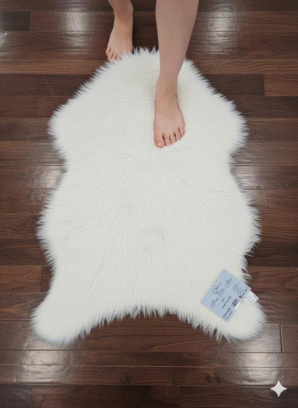 Faux Rabbit Fur Rug White 60x90cm