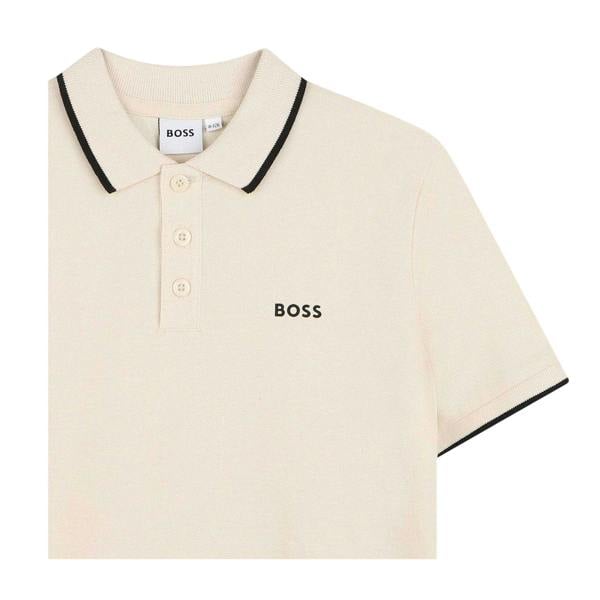 Boss Childrens/Kids Contrast Tipped Short-Sleeved Polo Shirt - Sand - 