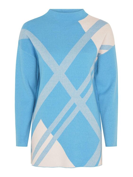 VIZ-A-VIZ Bold Check Jaquard Longline Jumper