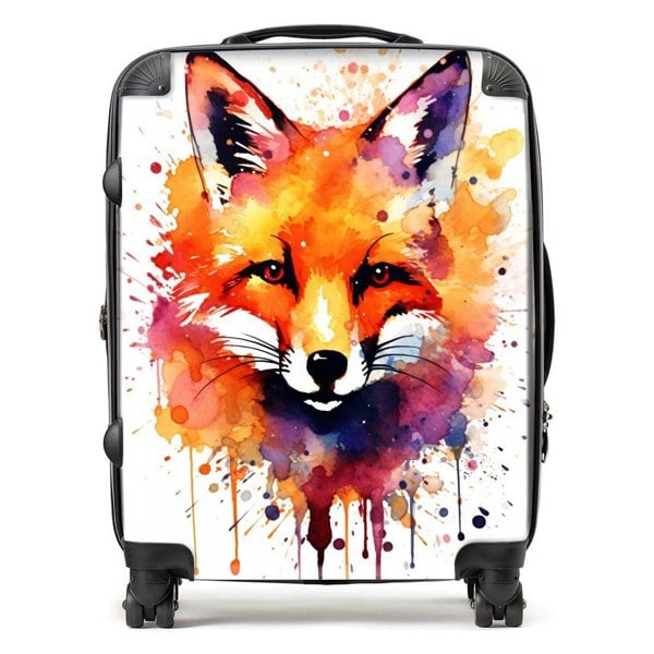 Warren Reed Watercolour Splashart Fox Face Suitcase