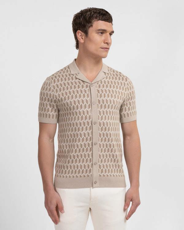 Steel & Jelly Purley - Geometric Resort Collar Short Sleeve Shirt