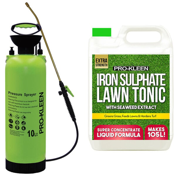 ProKleen Pro-Kleen 10L Pump Sprayer with Pro-Kleen Liquid Iron Sulphate 5L Grass Greener & Turf Hardener