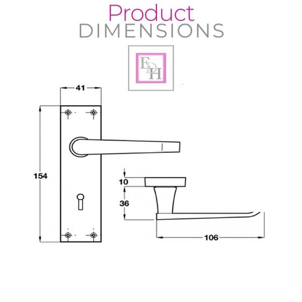 EDH Door Hardware Satin Nickel Door Interior Door Lock Handles-Victorian Straight Lock, 2 Pairs