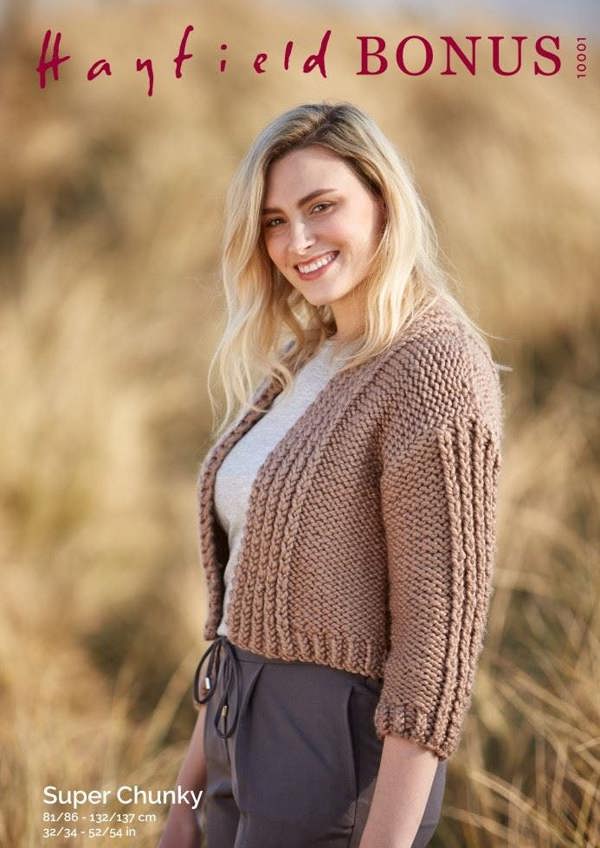 Hayfield Bonus Super Chunky Knitting Pattern 10001, Cardigans, Jackets for Women, 32 - 54 Inches