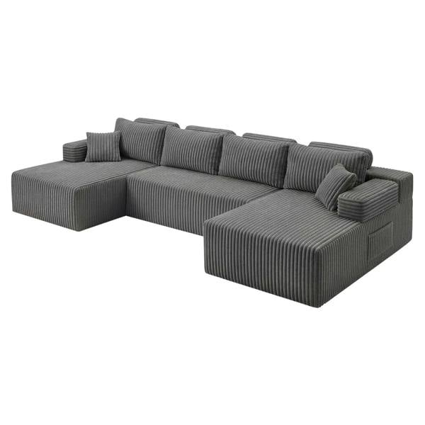 Levede Modular Sectional Sofa U Shaped Memory Foam Corduroy Boneless Couches
