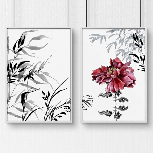 Art decor for walls | set of 2 Japanese wall art prints for bedroom