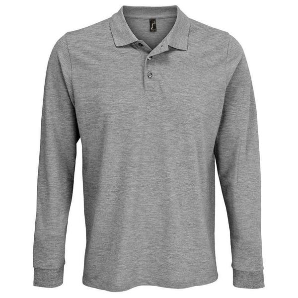 SOLS Unisex Adult Prime Pique Long-Sleeved Polo Shirt - Grey Marl