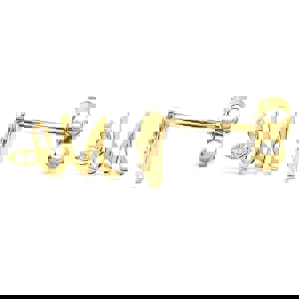 Say It With Winged Initial Earrings - Yellow Gold Plated