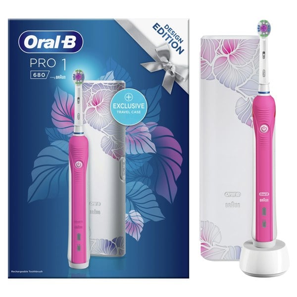 Oral-B Braun Pro 1 Electric Toothbrush and Travel Case - Pink