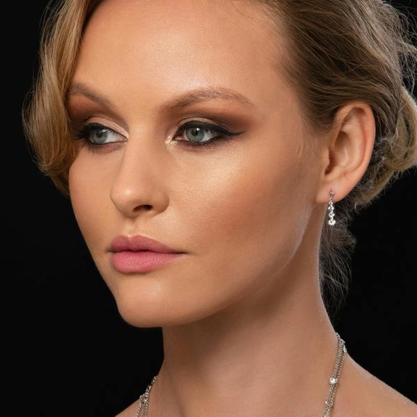namana Silver Dainty Drop Earrings For Women with 4 Sparkling Cubic Zirconia Stones