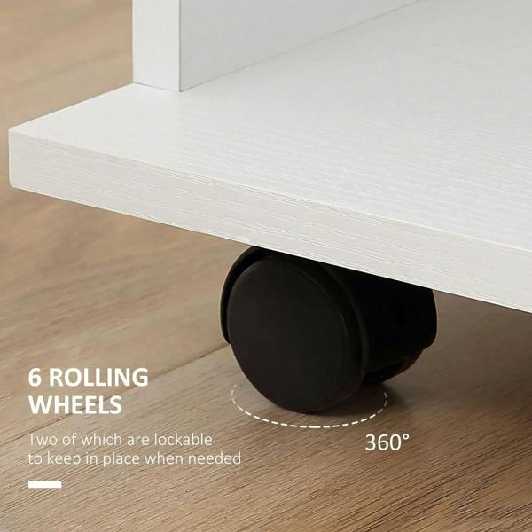 White wardrobe base with rolling wheel under the frame