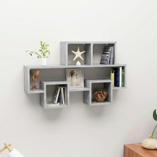 Berkfield Car-shaped Wall Shelf Concrete Grey 82x15x51 cm Engineered Wood