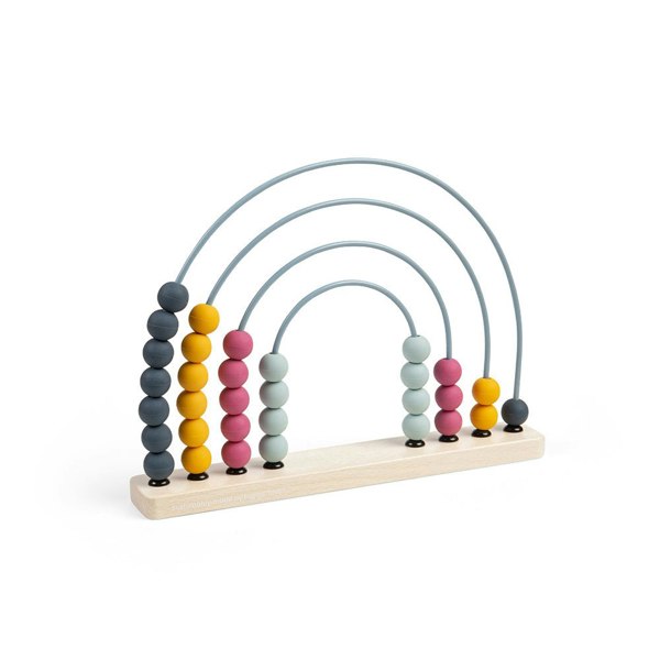 Bigjigs Toys Wooden Rainbow Abacus - Includes 32 Food-Grade Silicone Beads