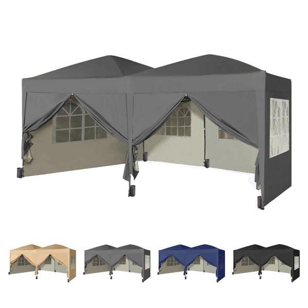 3x6 Pop Up Gazebo Outdoor Patio Canopy Tent With Removable Sides Grey