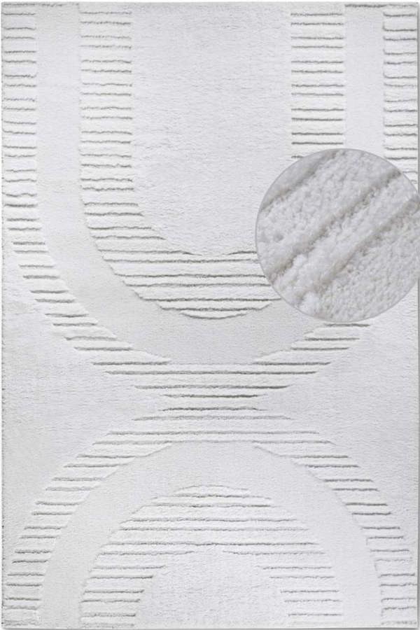 The Rugs High Pile – Soft Geometric Shaggy White Rug