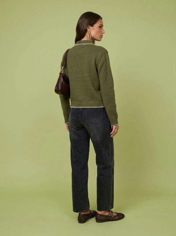 Urban Bliss Wool Blend Contrast Cardigan