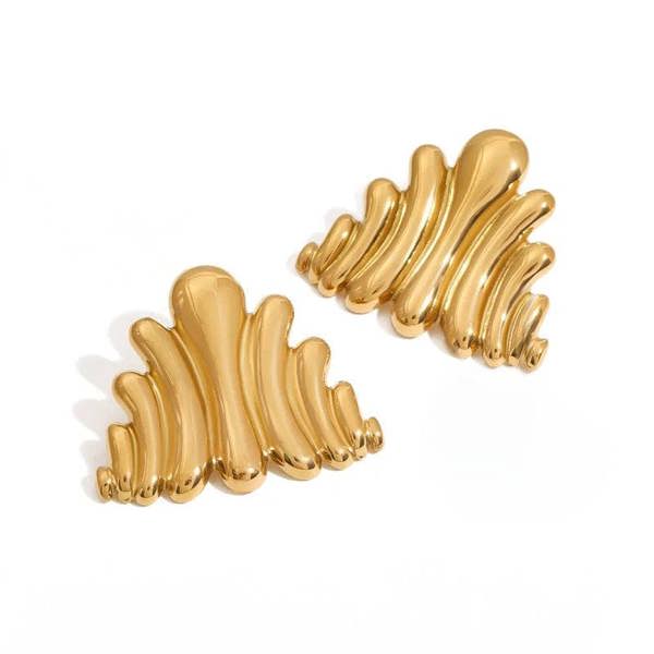 Elk & Bloom Chunky 14K Gold Molten Wave Studs