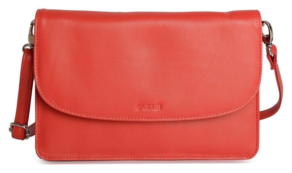 SADDLER Olivia 3-Section Leather Crossbody Bag & Clutch – Compact & Stylish - Gift Boxed - Red
