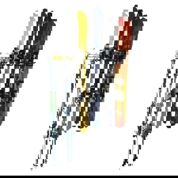 Snowboard wall rack. Wall mounting snowboard rack for 6 snowboards or 12 pairs of skis