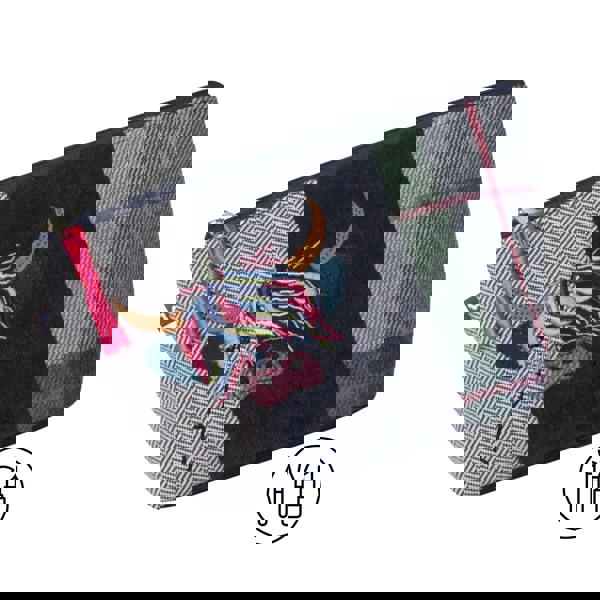 Earth Squared Tweed Highland Cow Applique Make up Bag