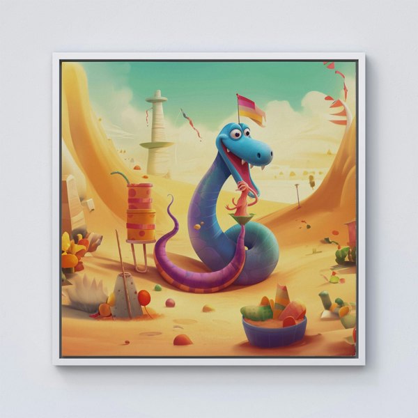 Warren Reed Snake On A Beach Holiday Framed Canvas