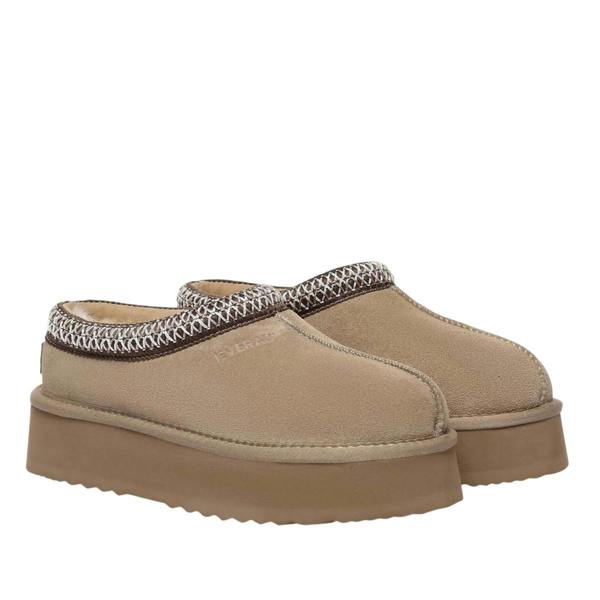 EverAu Womens/Ladies Wonga Leather Slippers - Sand - 
