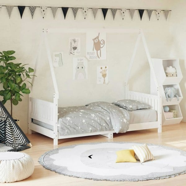 Berkfield Kids Bed Frame White 80x160 cm Solid Wood Pine