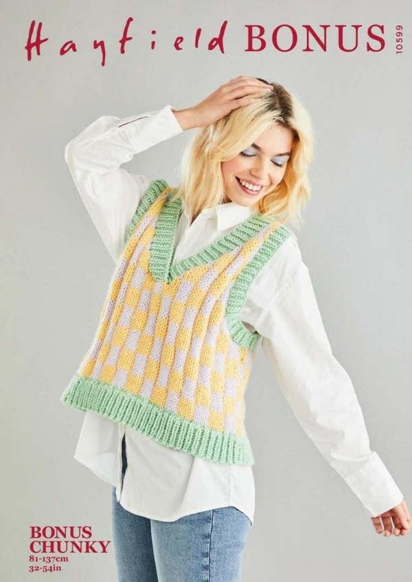 Hayfield Bonus Chunky Knitting Pattern 10599, Slipovers for Women, 32 - 54 Inches - Intermediate