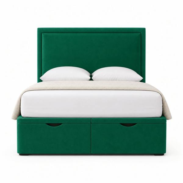 Great British Beds Sofia Divan Ottoman Bed - Green Plush