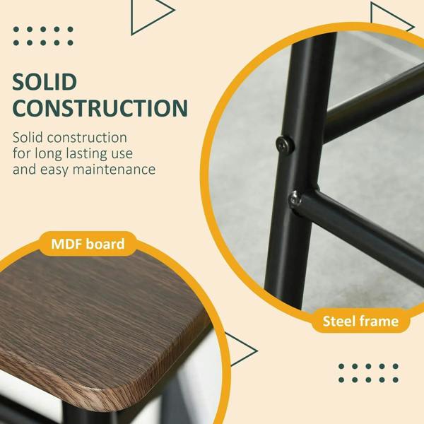 Dark wood tabletop panel with black steel frame corner joint detail.