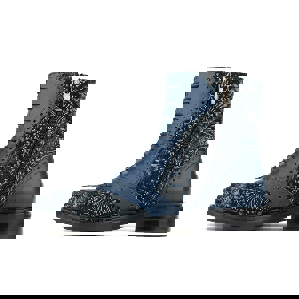 Embassy London Brick Lane Boots - Blue - Women's leather oxford higher ankle boot with brogue detail