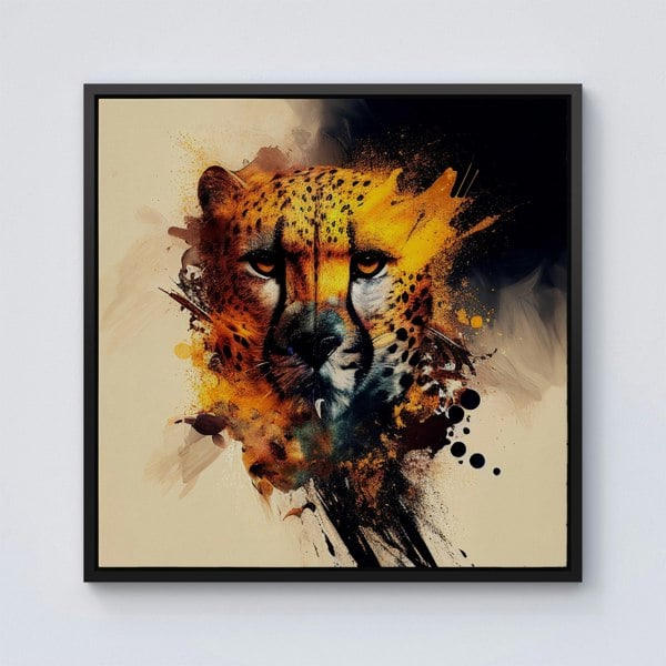 Warren Reed Cheetah Face Splash Art Framed Canvas