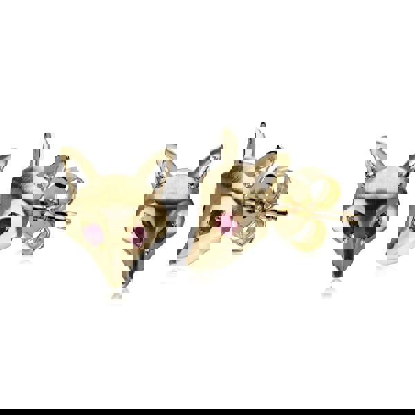 132E2701019 Gardenia Ruby Fox Earrings In 9ct Yellow Gold 1