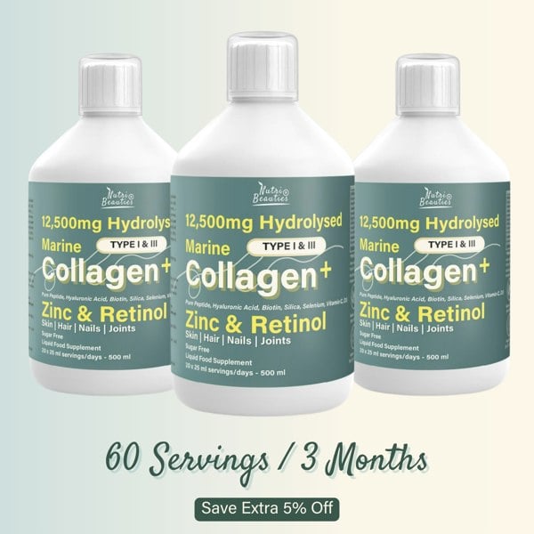 NutriBeauties 12,500mg Hydrolysed Marine Collagen PLUS Zinc & Retinol
