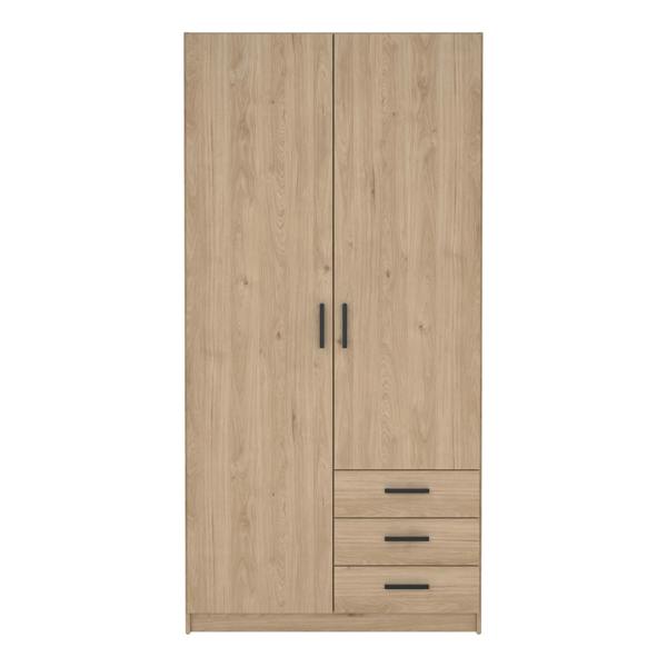 Furniture To Go Sprint Wardrobe with 2 Doors + 3 Drawers in Jackson Hickory