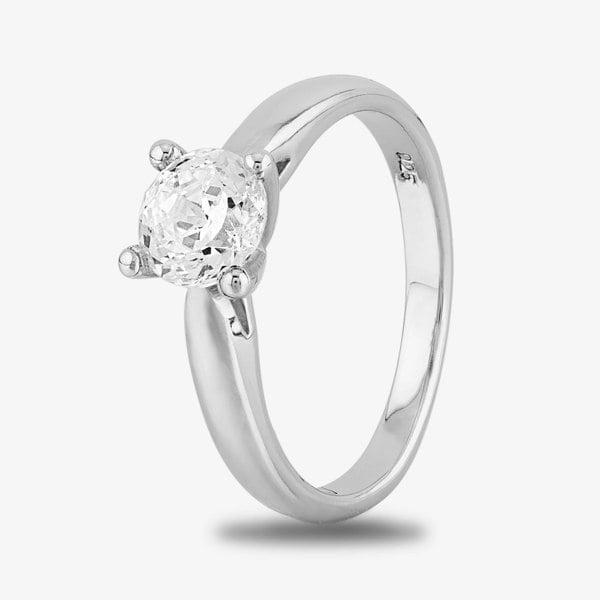 Starbright Silver 5mm Four Claw Round Cubic Zirconia Ring R6025(5M) 3A