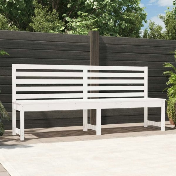 Berkfield Garden Bench White 201.5 cm Solid Wood Pine