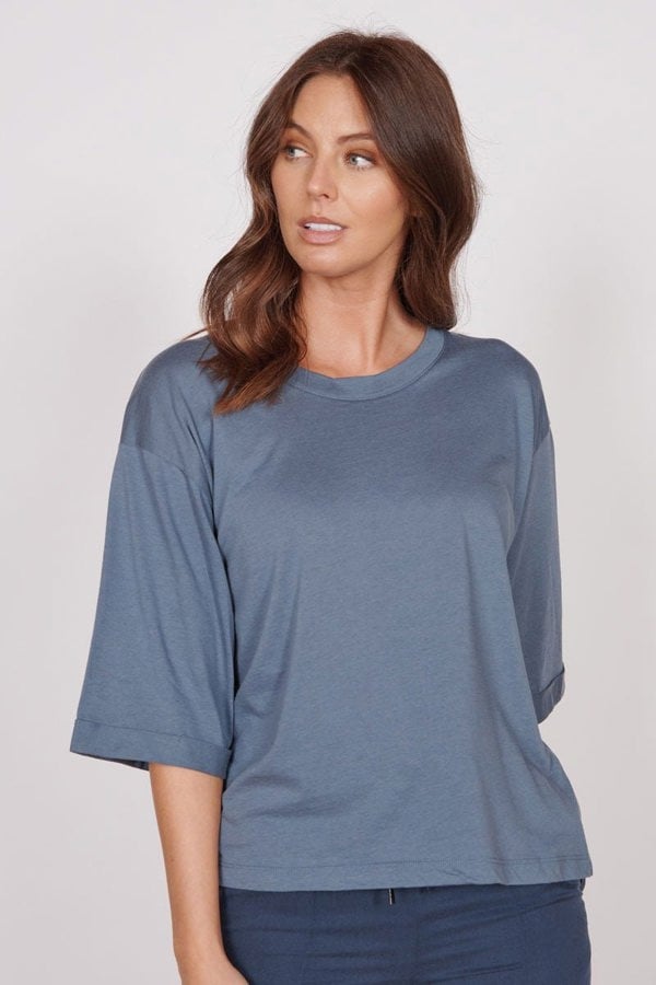 Jeetly.comGabi Blue Classic Oversized T-ShirtShirts & Tops