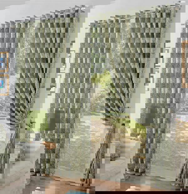 Luxury Living Chenille Jacquard Lined Ring Top Eyelet Curtains